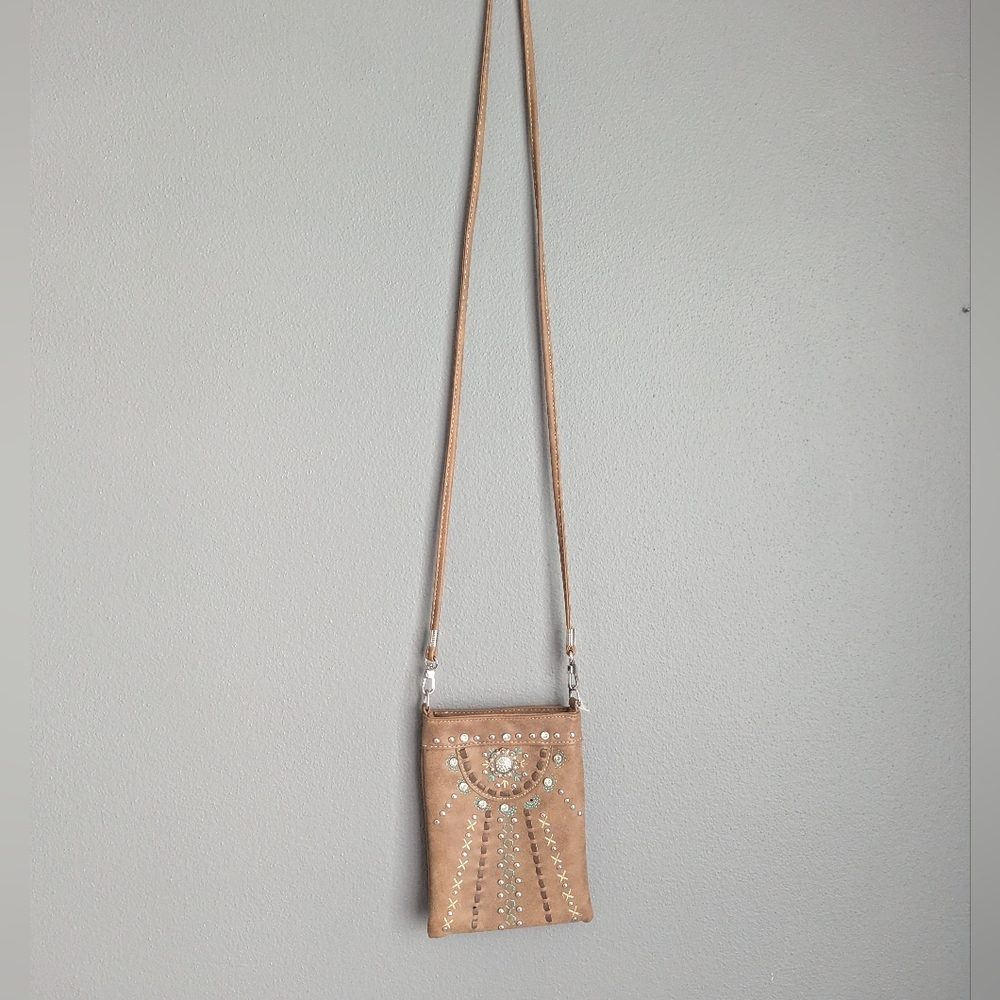 American bling Brown western style crossbody 6X 8x.5 - 85